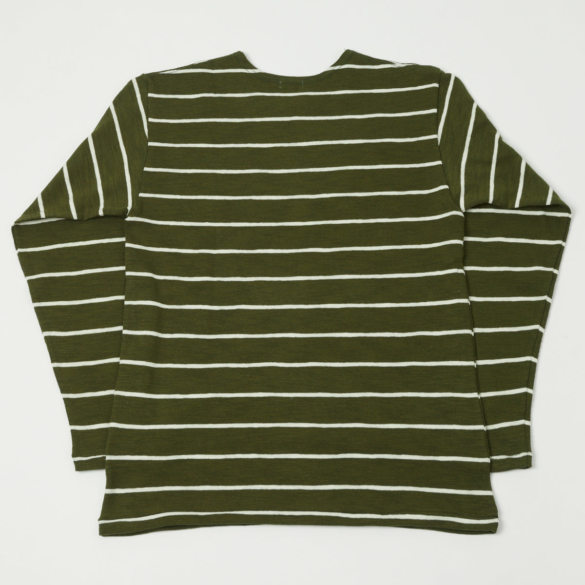 Warehouse & Co 4088 Duck Digger Long Sleeve Stripe T-Shirt - Green/Off White