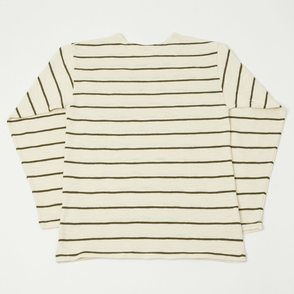 Warehouse & Co 4088 Duck Digger Long Sleeve Stripe T-Shirt - Off White/Green