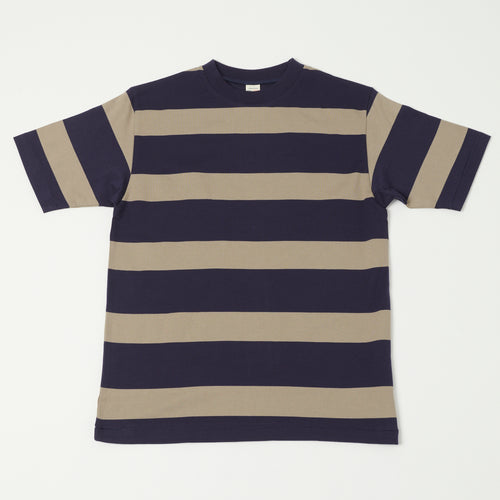Warehouse & Co 4089 Border Stripe T-Shirt - Navy/Grey
