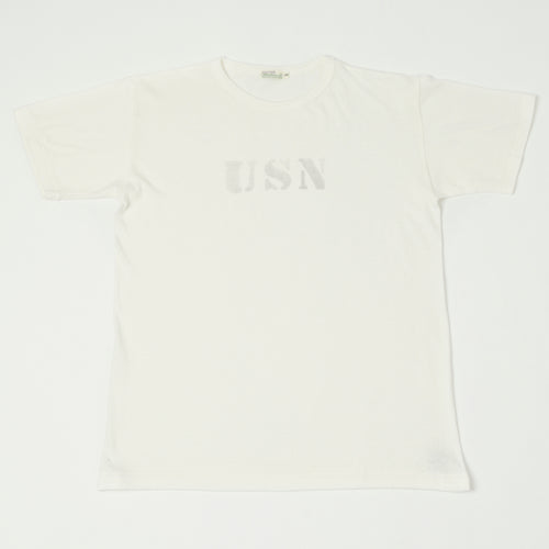 Warehouse & Co 4091 Duck Digger 'USN' Skivvy T-Shirt - Off White