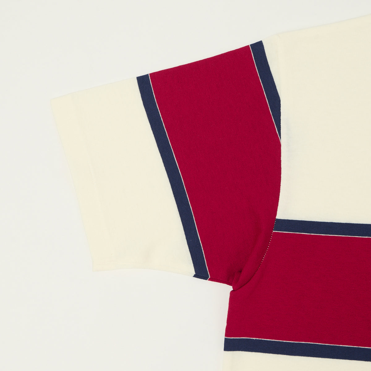 Warehouse & Co 4107 Panel Border T-Shirt - Off White/Navy/Red