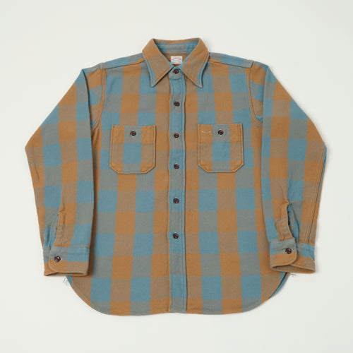Warehouse & Co 3104 Plaid Flannel Shirt - Sax/Brown