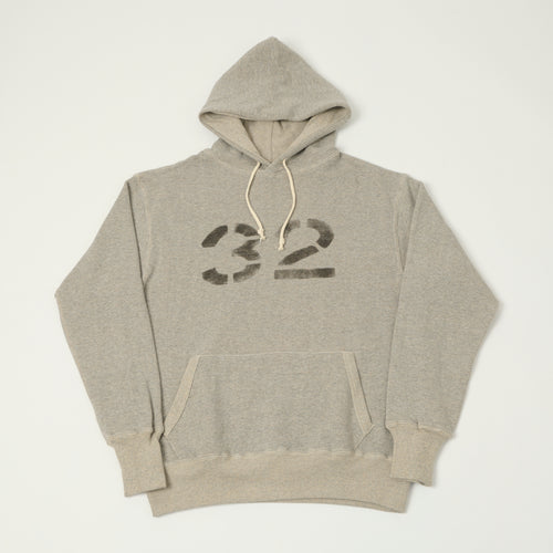 Warehouse & Co 450 'No 32' Two Needle Hooded Sweatshirt - Heather Grey