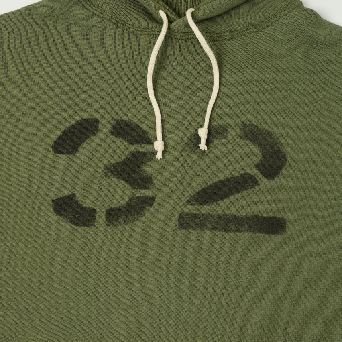 Warehouse & Co 450 'No 32' Two Needle Hooded Sweatshirt - OD Green