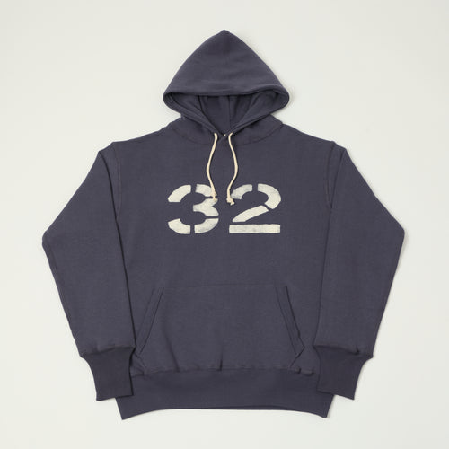Warehouse & Co 450 'No 32' Two Needle Hooded Sweatshirt - Navy