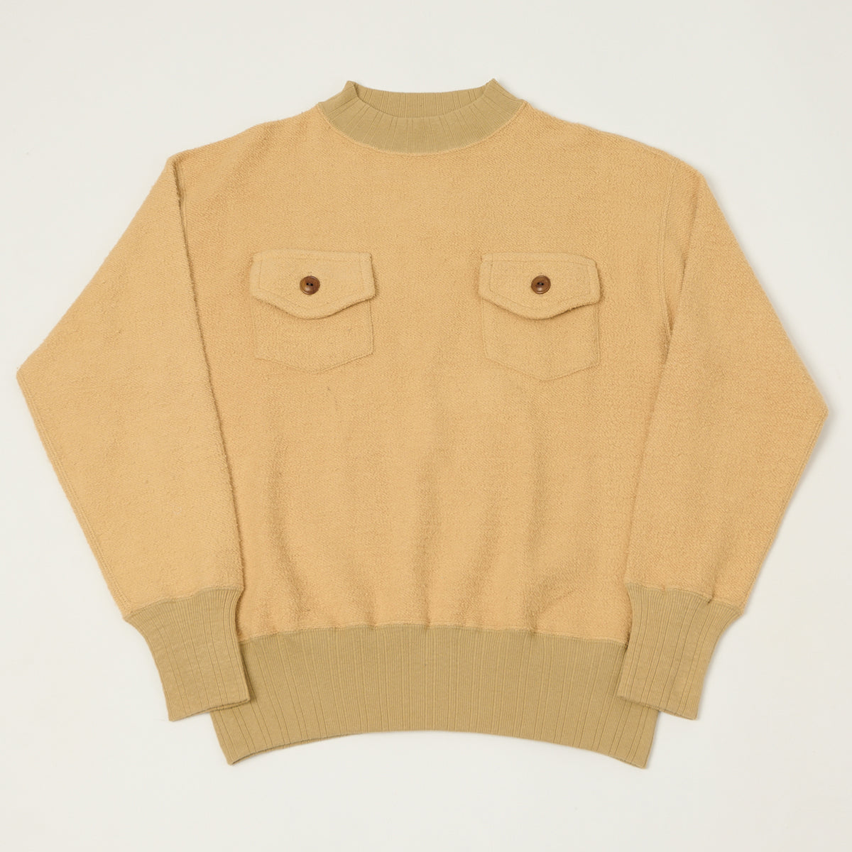 Warehouse & Co 479 Two Pocket Pile Sweatshirt - Beige