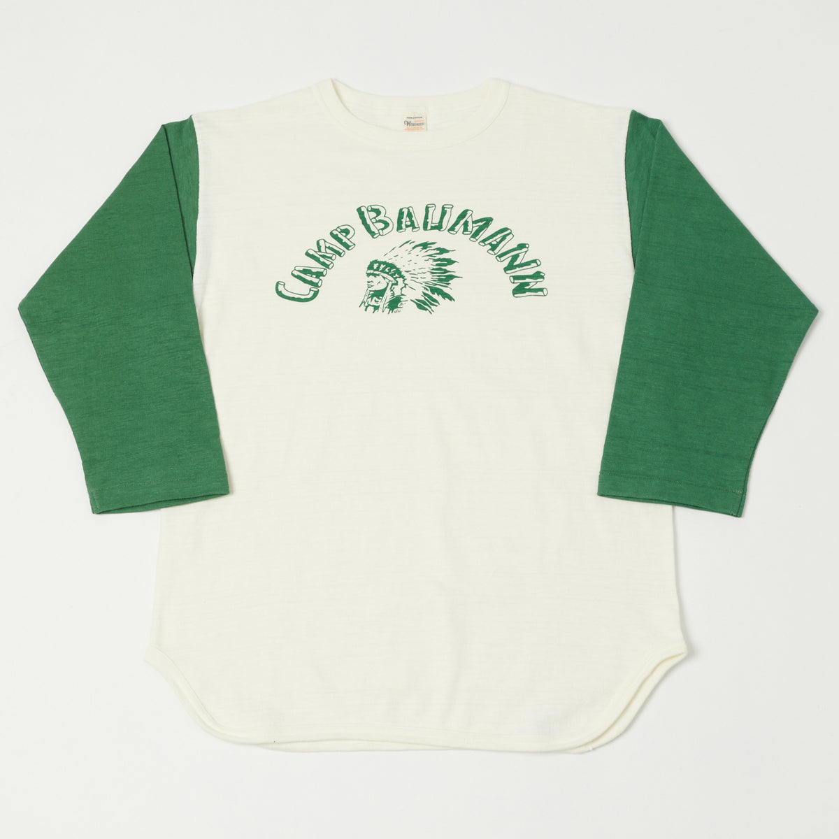 Warehouse & Co 4800 'Camp Baumann' Baseball T-Shirt - Cream/Green