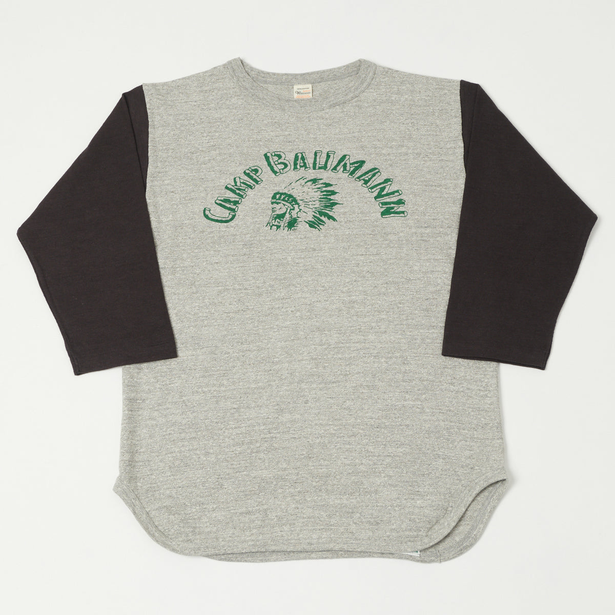 Warehouse & Co 4800 'Camp Baumann' Baseball T-Shirt - Heather Grey/Sumikuro