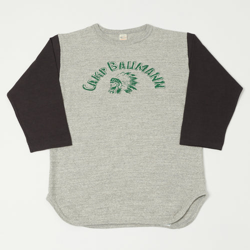 Warehouse & Co 4800 'Camp Baumann' Baseball T-Shirt - Heather Grey/Sumikuro