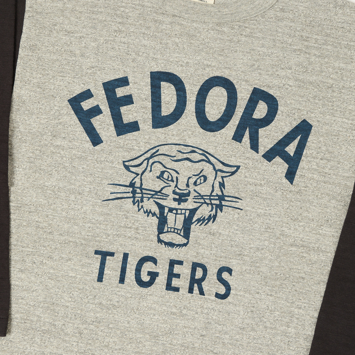 Warehouse & Co 4800 'Fedora Tigers'  Baseball T-Shirt - Heather Grey/Black