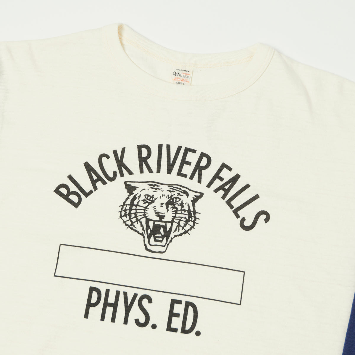 Warehouse & Co 'Black River Tigers' 4800 Baseball T-Shirt - Cream/Navy