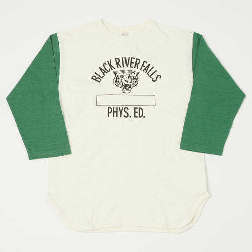 Warehouse & Co 'Black River Tigers' 4800 Baseball T-Shirt - Cream/Green