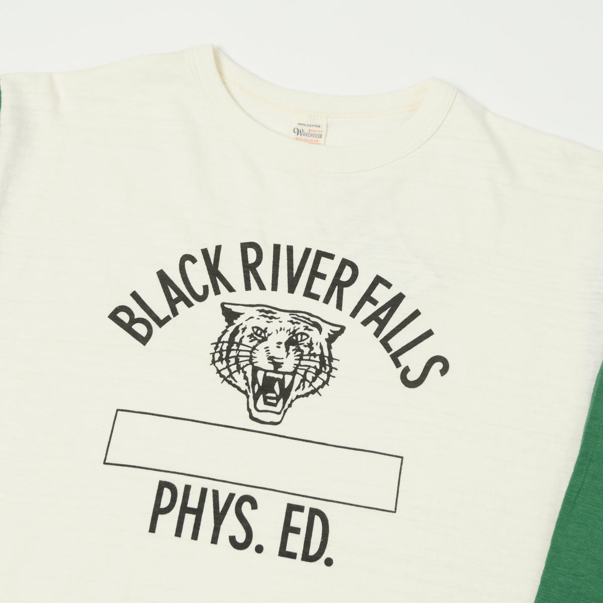 Warehouse & Co 'Black River Tigers' 4800 Baseball T-Shirt - Cream/Green