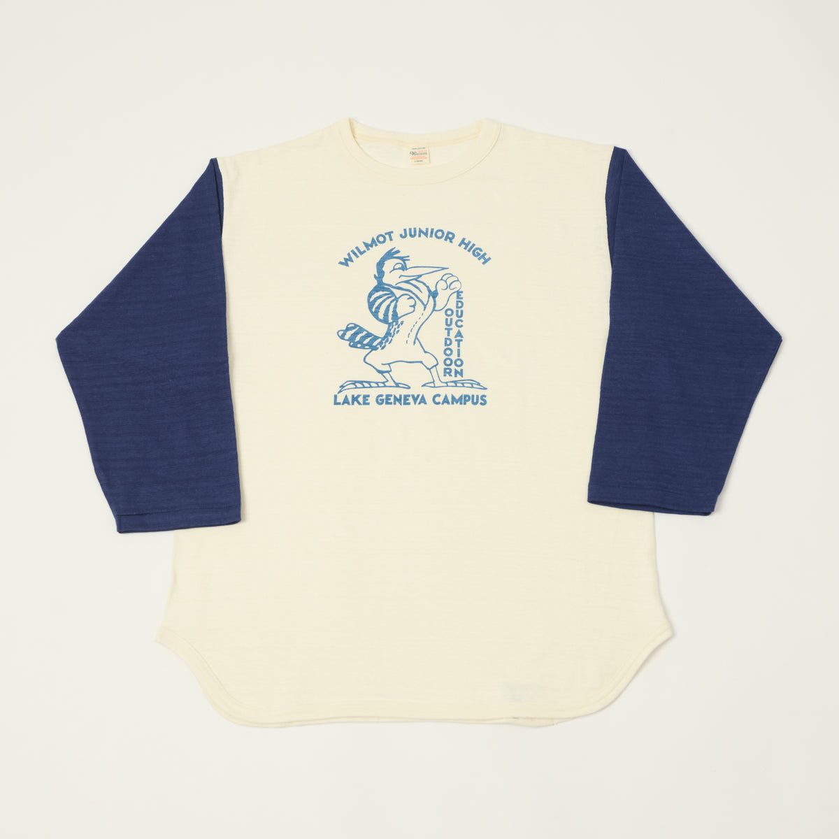 Warehouse & Co 4800 'Wilmot Junior High' Baseball T-Shirt - Cream/Navy