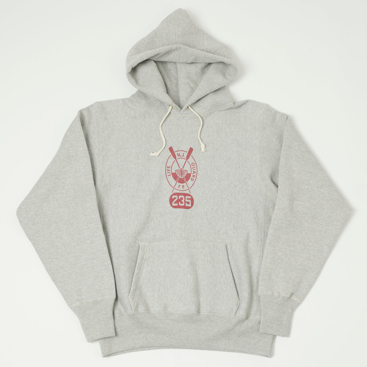 Warehouse & Co 484 'Lifeguard' Reverse Weave Hooded Sweatshirt - Heather Grey
