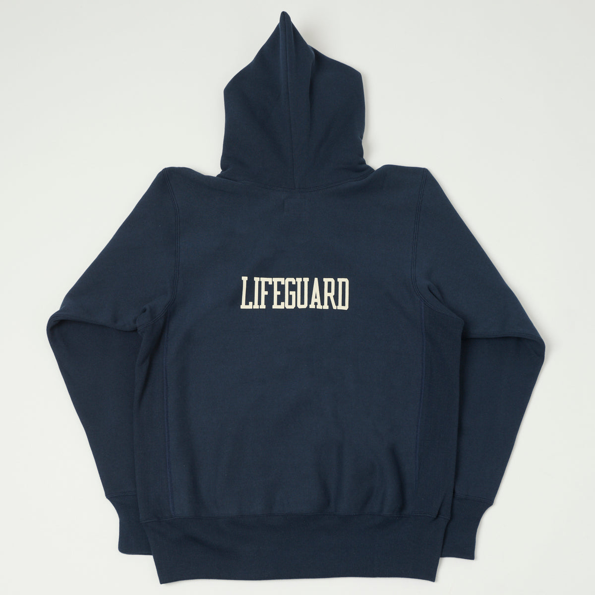 Warehouse & Co 484 'Lifeguard' Reverse Weave Hooded Sweatshirt - Navy