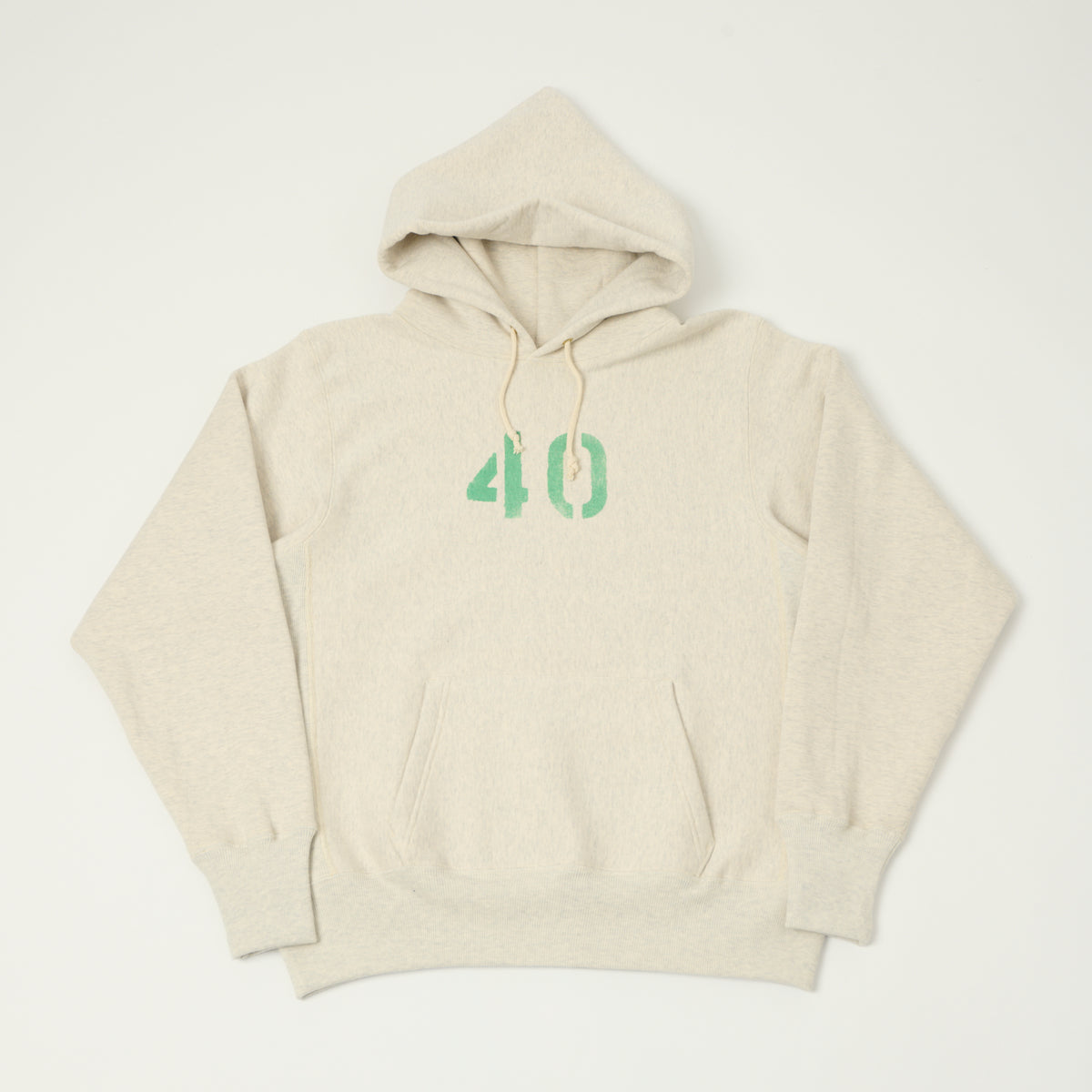 Warehouse 484 'No 40' Reverse Weave Hooded Sweatshirt - Oatmeal
