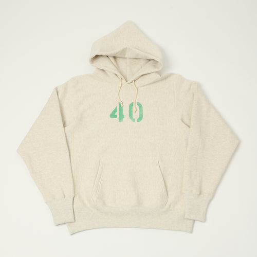 Warehouse 484 'No 40' Reverse Weave Hooded Sweatshirt - Oatmeal