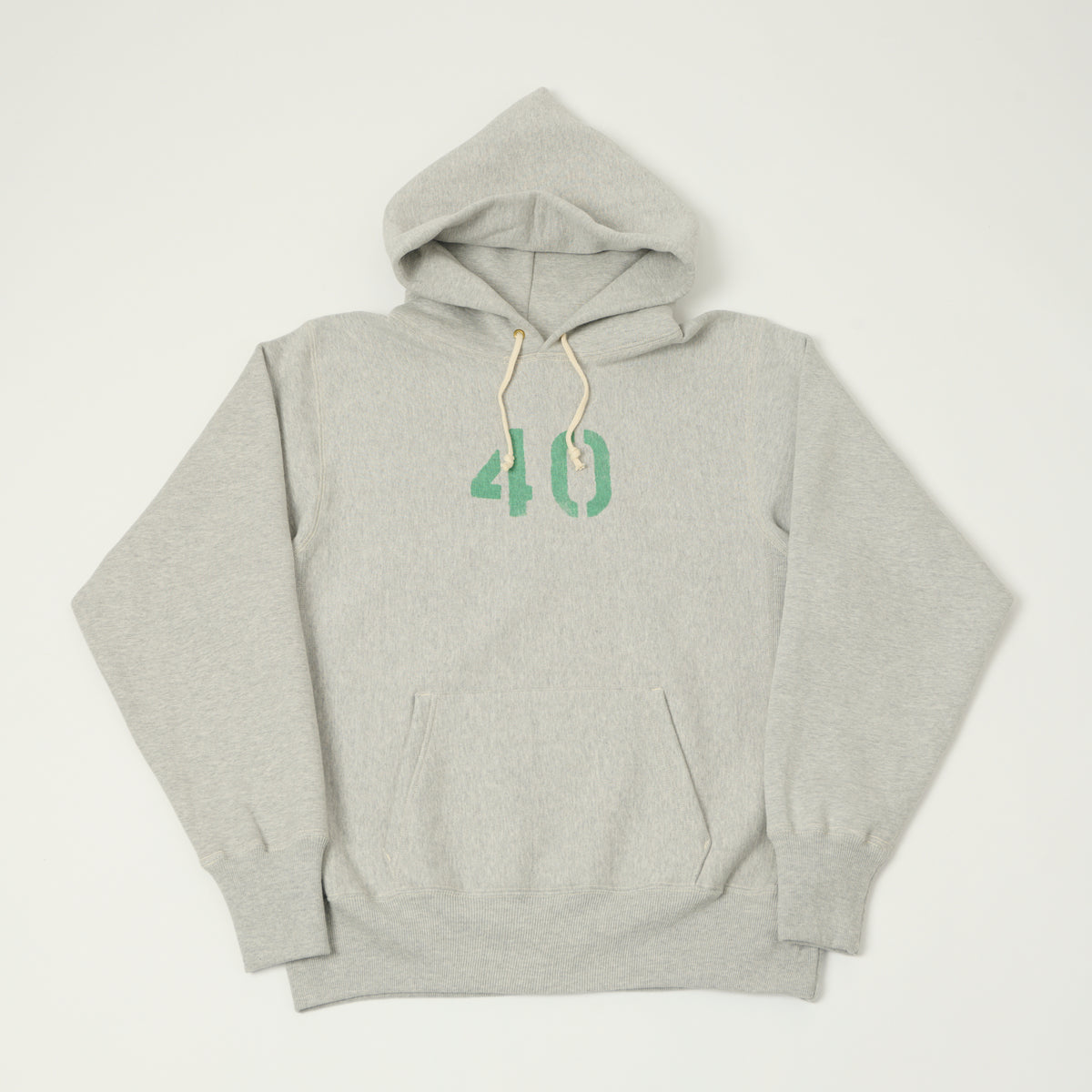 Warehouse 484 'No 40' Reverse Weave Hooded Sweatshirt - Heather Grey