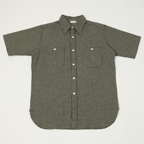 Warehouse & Co 3056 Duck Digger Short Sleeve Gingham Shirt - Grey