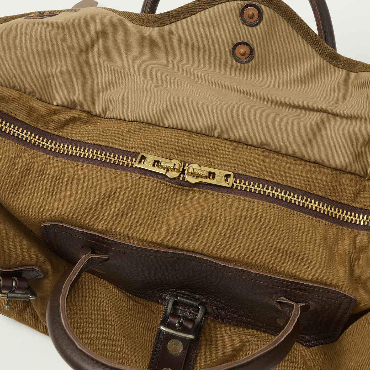 Warehouse & Co 5218 Leather/Canvas Boston Bag - Brown