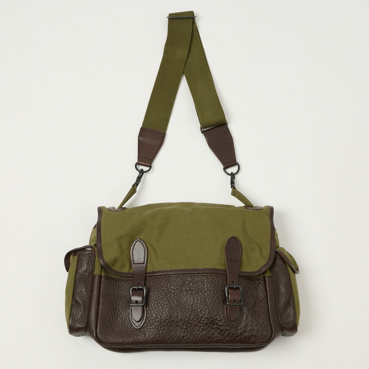 Warehouse & Co 5219 Leather/Canvas Field Bag - OD Green