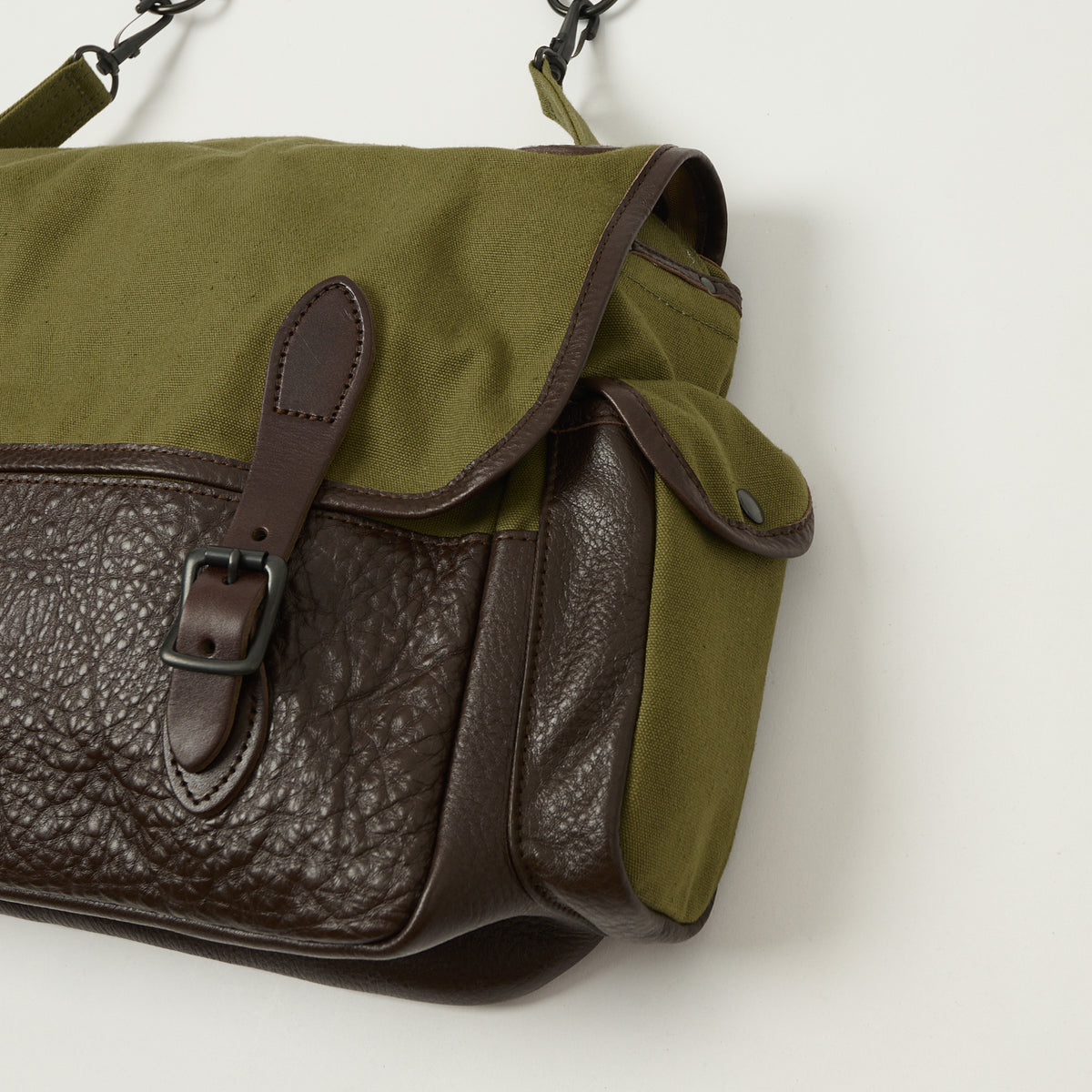 Warehouse & Co 5219 Leather/Canvas Field Bag - OD Green