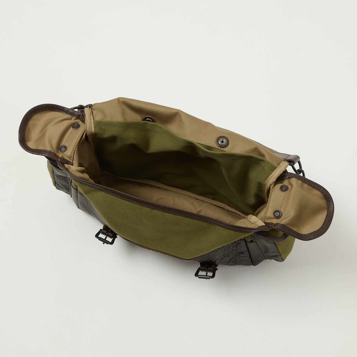 Warehouse & Co 5219 Leather/Canvas Field Bag - OD Green
