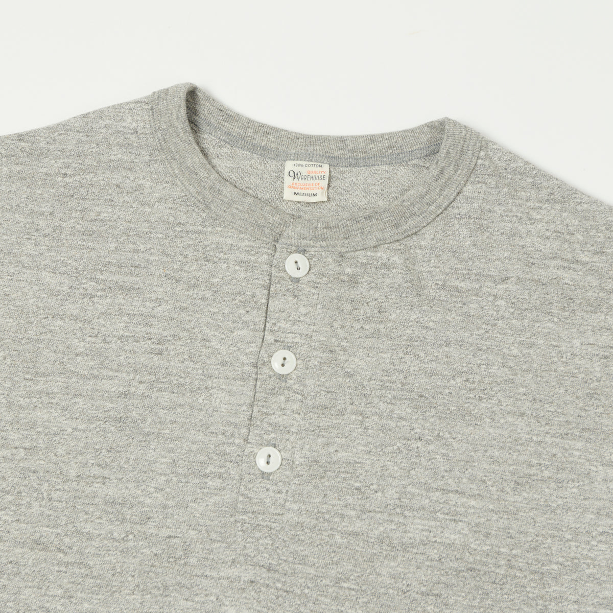 Warehouse & Co 5907 Long Sleeve Henley - Heather Grey