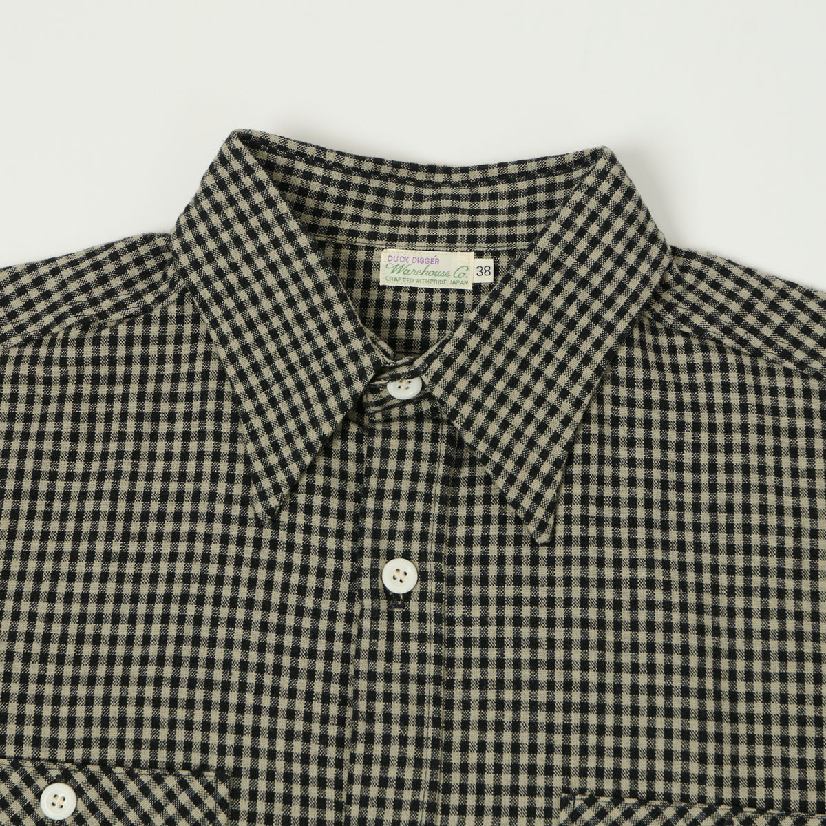 Warehouse & Co 3056 Duck Digger Short Sleeve Gingham Shirt - Grey