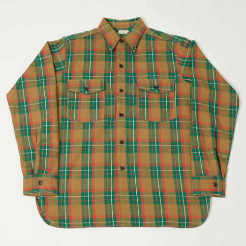 Warehouse & Co 3022 Duck Digger Plaid Flannel Shirt - Brown/Green