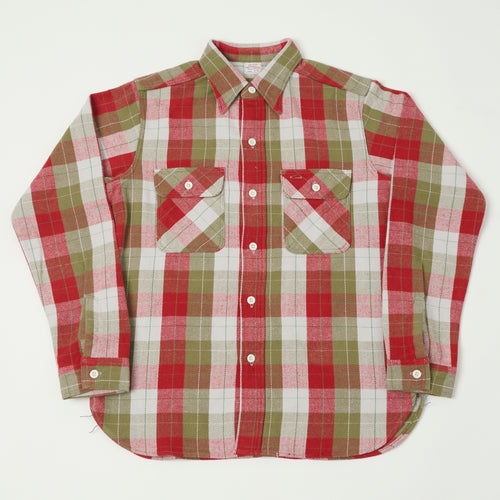 Warehouse & Co 3104 Plaid Flannel Shirt - Red/Khaki