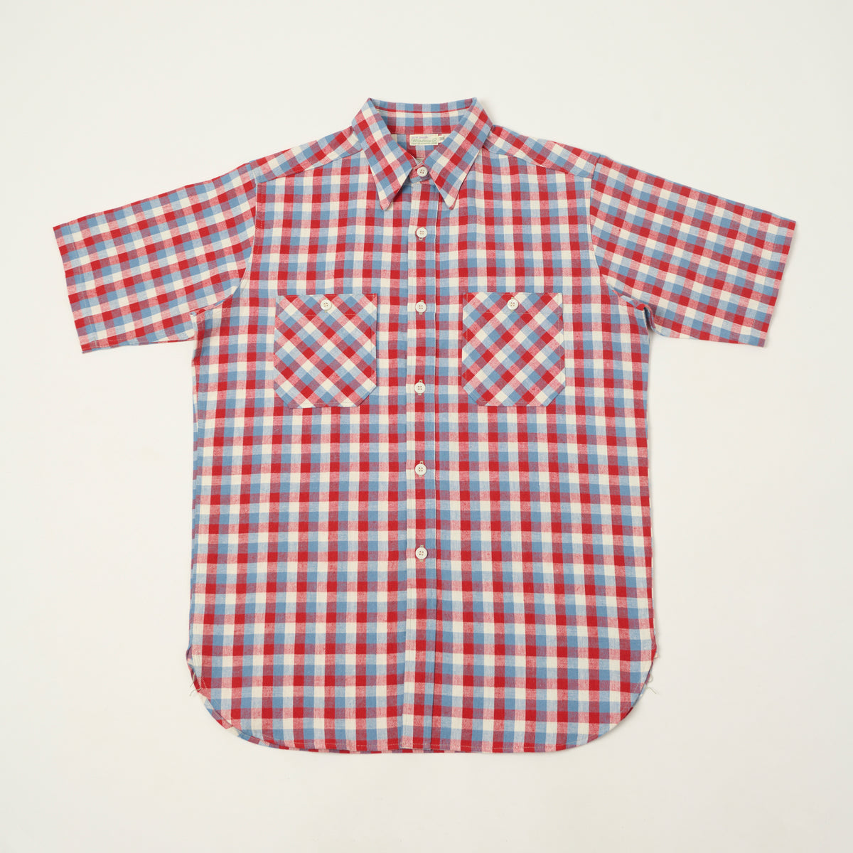 Warehouse & Co 3056 Duck Digger Short Sleeve Check Shirt - Red/Sax