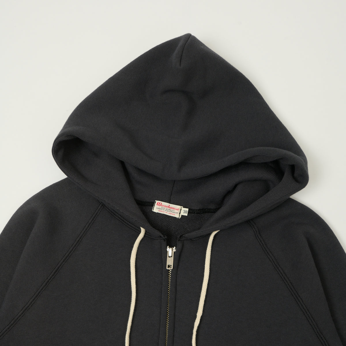Warehouse & Co 496 Raglan Sleeve Zip Through Hoodie - Black
