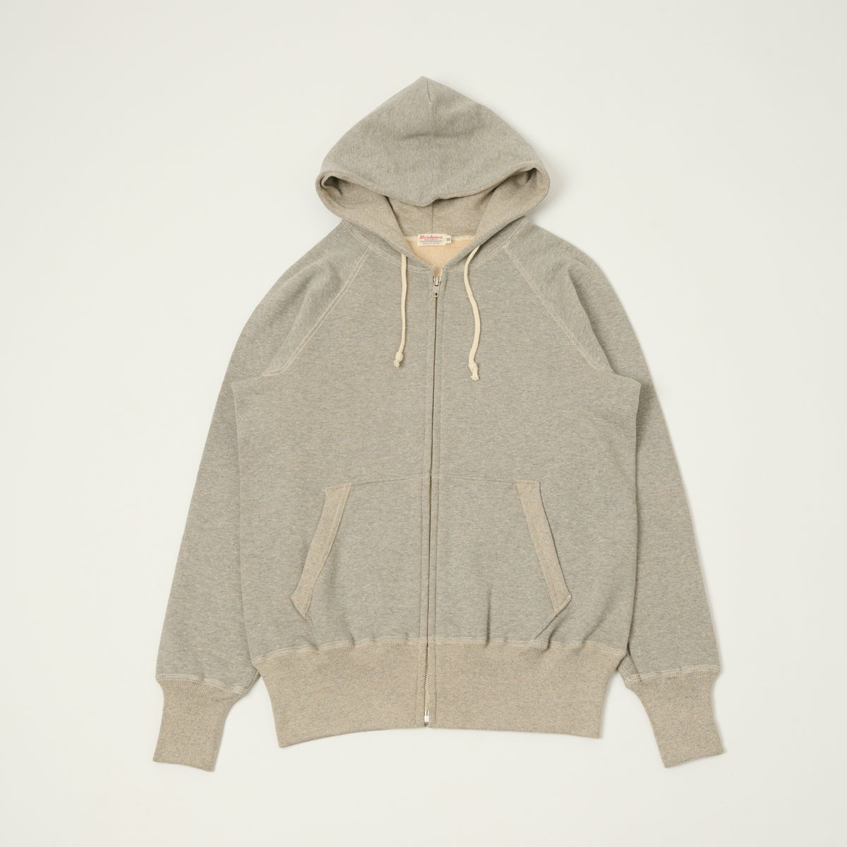 Warehouse & Co 496 Raglan Sleeve Zip Through Hoodie - Heather Grey