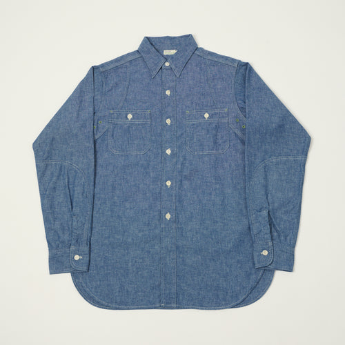 Warehouse & Co 'Duck Digger' 3064 Ventilation Triple Stitch Chambray Shirt - Sax