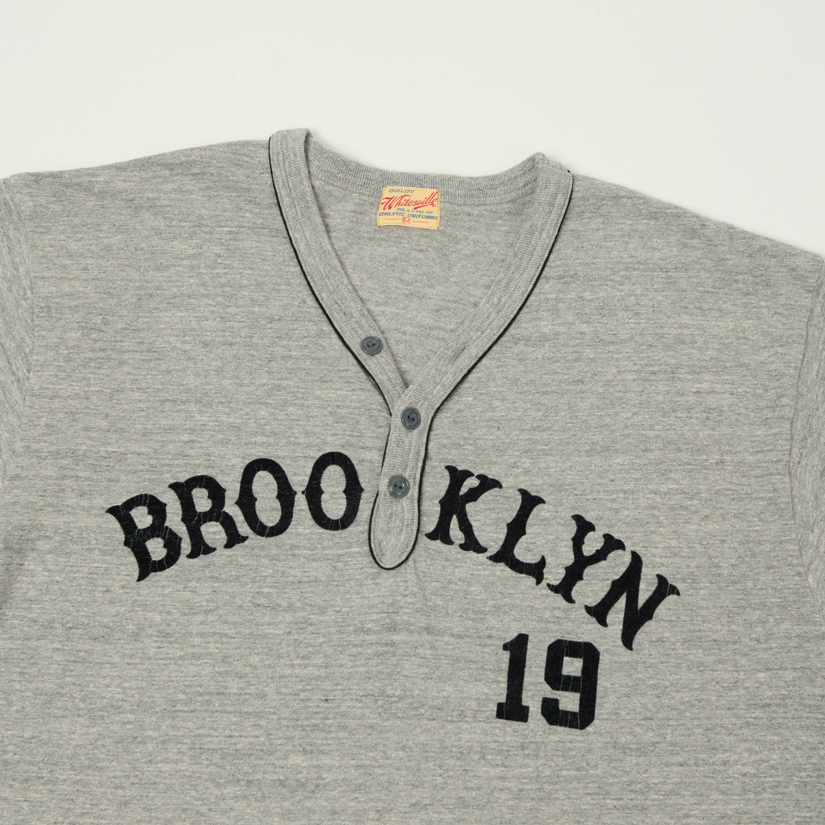 Whitesville 'Brooklyn' Baseball Henley T-Shirt - Heather Grey