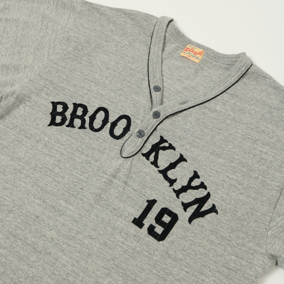Whitesville 'Brooklyn' Baseball Henley T-Shirt - Heather Grey