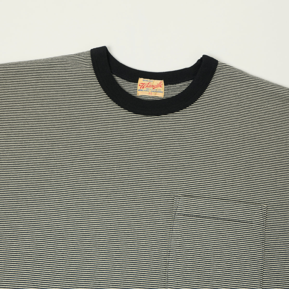 Whitesville Fine Line Stripe Border T-Shirt - Black