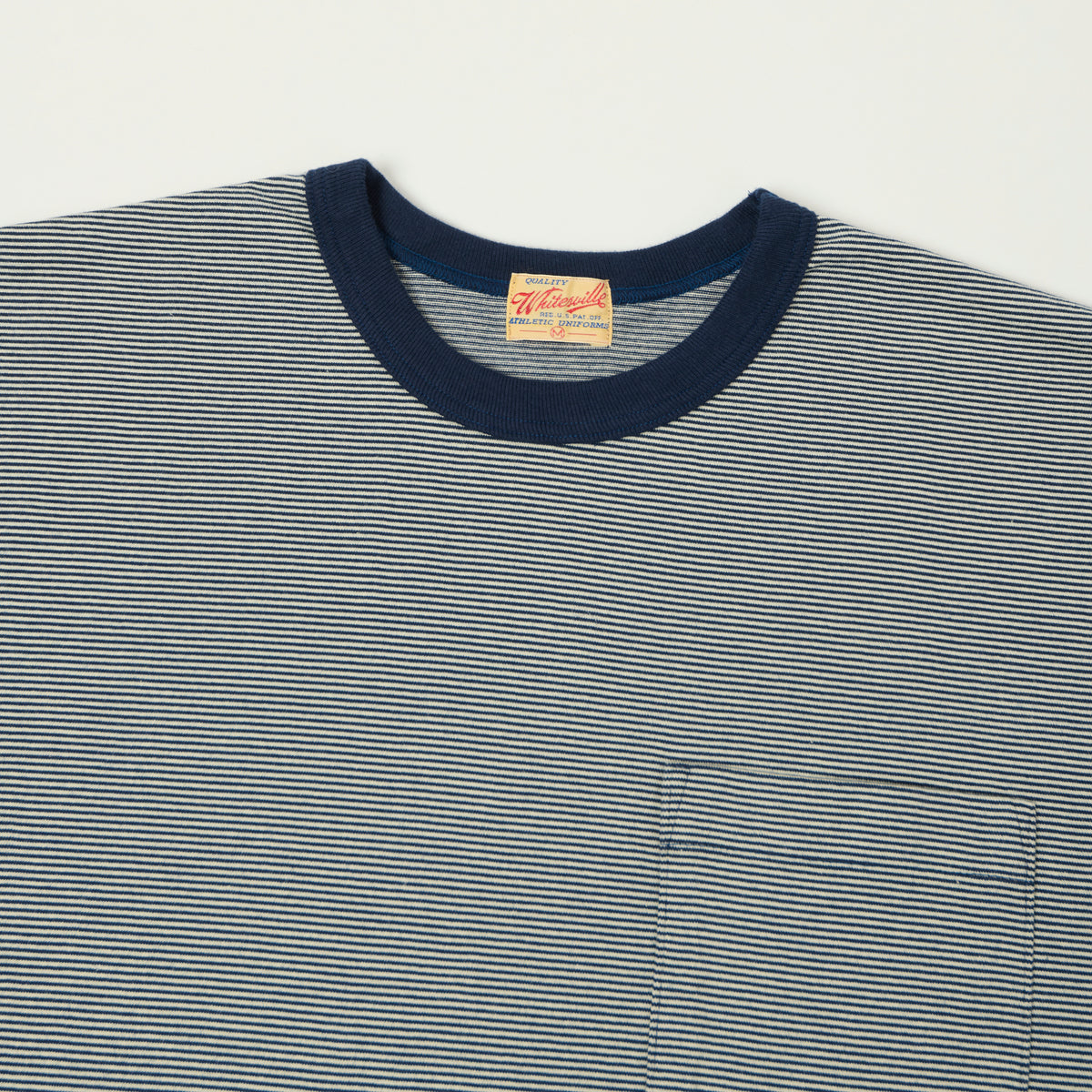 Whitesville Fine Line Stripe Border T-Shirt - Navy