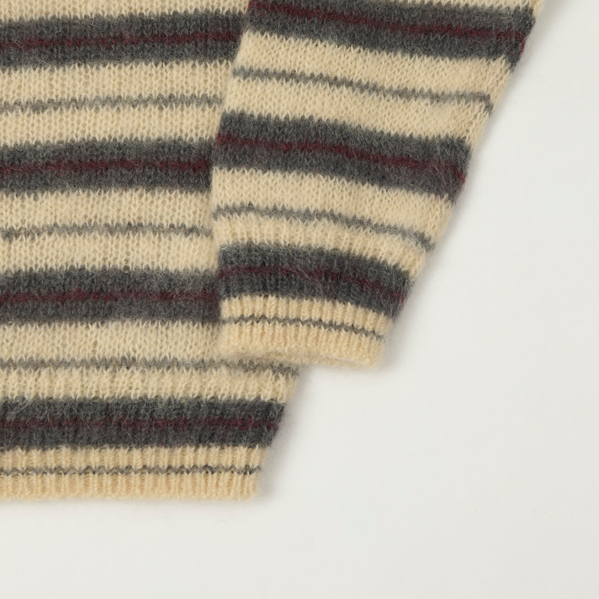 Yonetomi Brushed Mohair Border Knit Jumper - Ivory