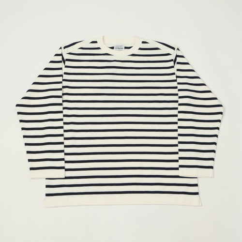 Yonetomi 'New Basic' Basque Stripe Pullover - White/Navy