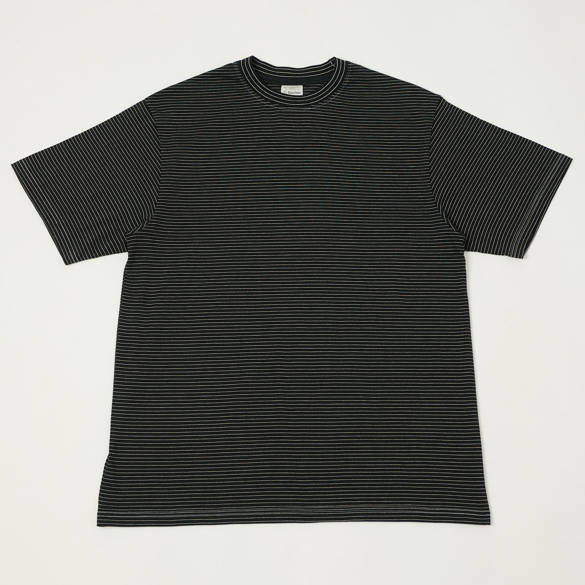Yonetomi 'New Basic' Garment Dyed Stripe T-Shirt - Black