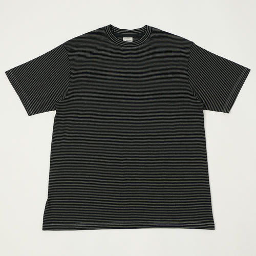 Yonetomi 'New Basic' Garment Dyed Stripe T-Shirt - Black