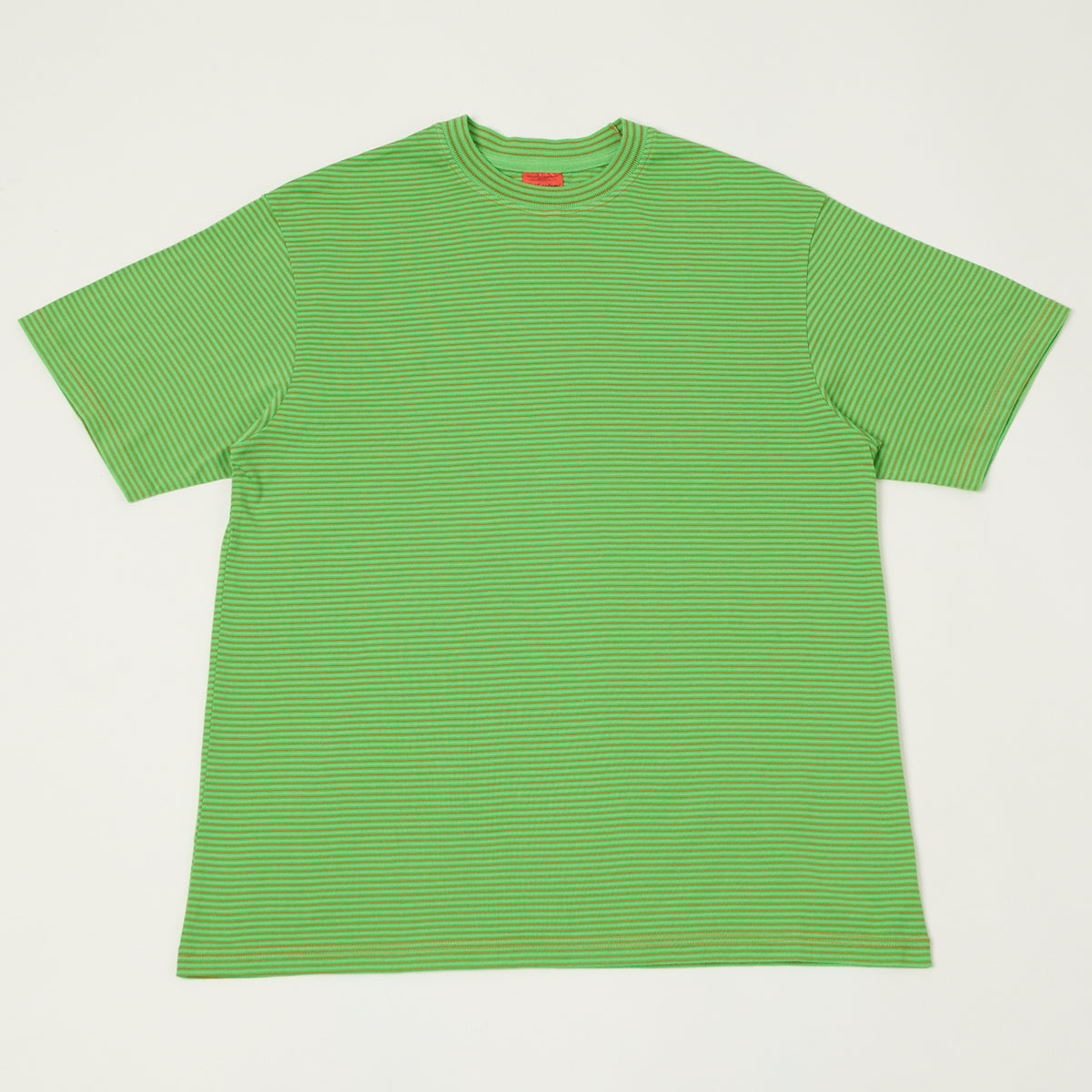Yonetomi 'New Basic' Garment Dyed Stripe T-Shirt - Green