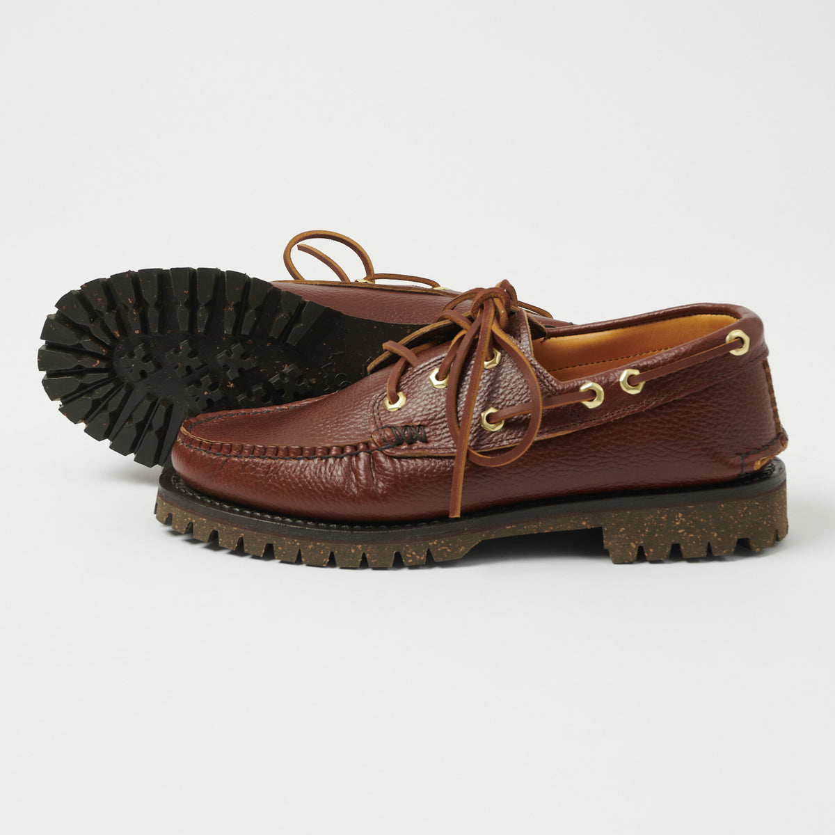 Yuketen Hex Eye w/ Lug Sole Boat Shoe - Grizzly Brown