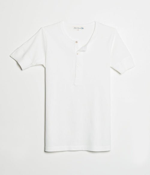 Merz b. Schwanen 'The Originals' 207 Short Sleeve Henley - White