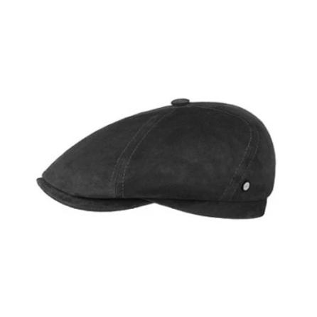 Stetson Six Panel Goat Suede Flat Cap - Navy