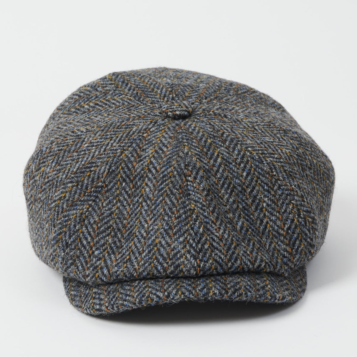 Stetson Hatteras Harris Tweed Flat Cap - Blue/Grey