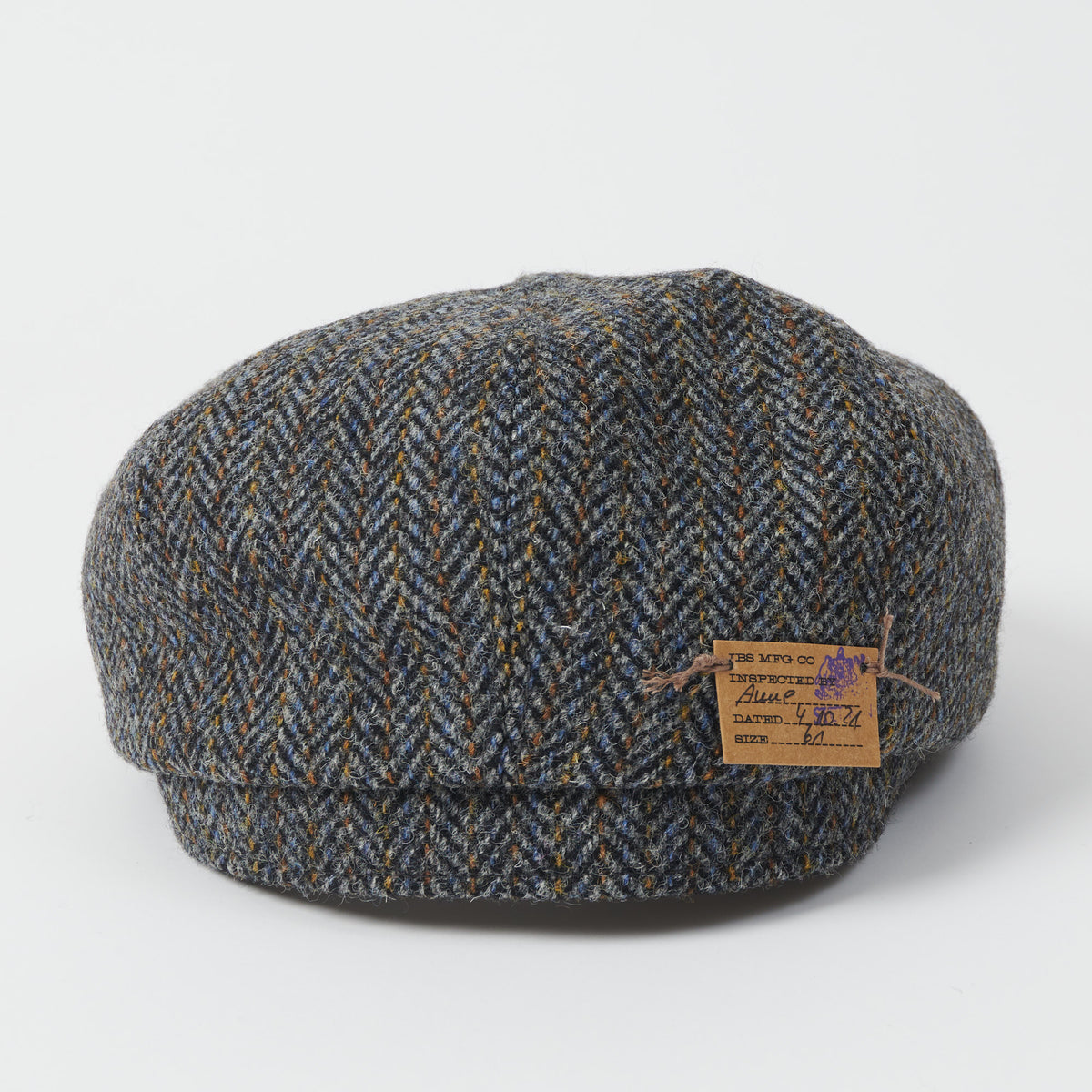 Stetson Hatteras Harris Tweed Flat Cap - Blue/Grey